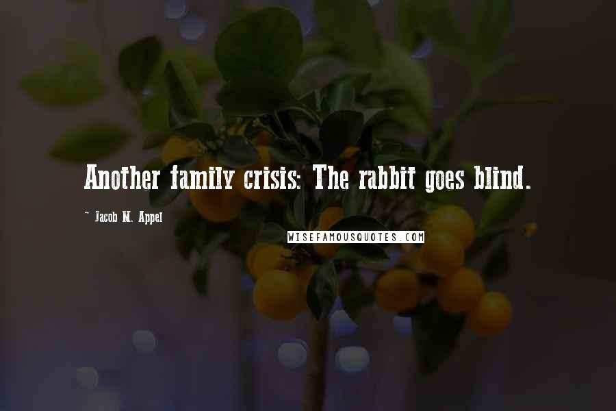 Jacob M. Appel quotes: Another family crisis: The rabbit goes blind.