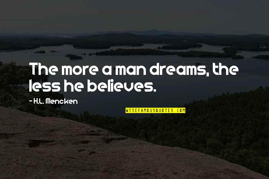 Jacob Mccandless Quotes By H.L. Mencken: The more a man dreams, the less he
