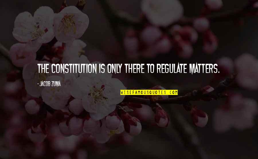 Jacob Zuma Quotes By Jacob Zuma: The Constitution is only there to regulate matters.