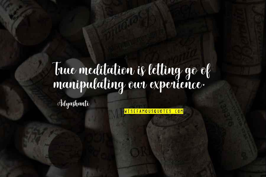 Jacque Clouseau Quotes By Adyashanti: True meditation is letting go of manipulating our