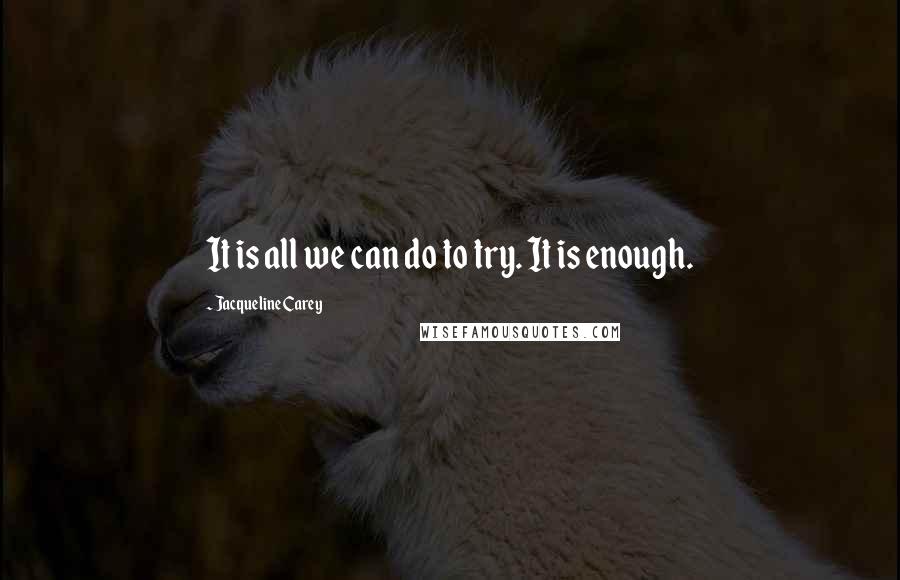 Jacqueline Carey quotes: It is all we can do to try. It is enough.