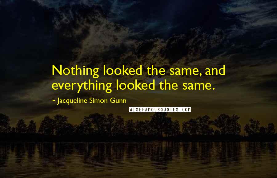 Jacqueline Simon Gunn quotes: Nothing looked the same, and everything looked the same.