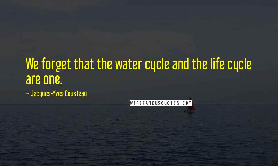 Jacques-Yves Cousteau quotes: We forget that the water cycle and the life cycle are one.