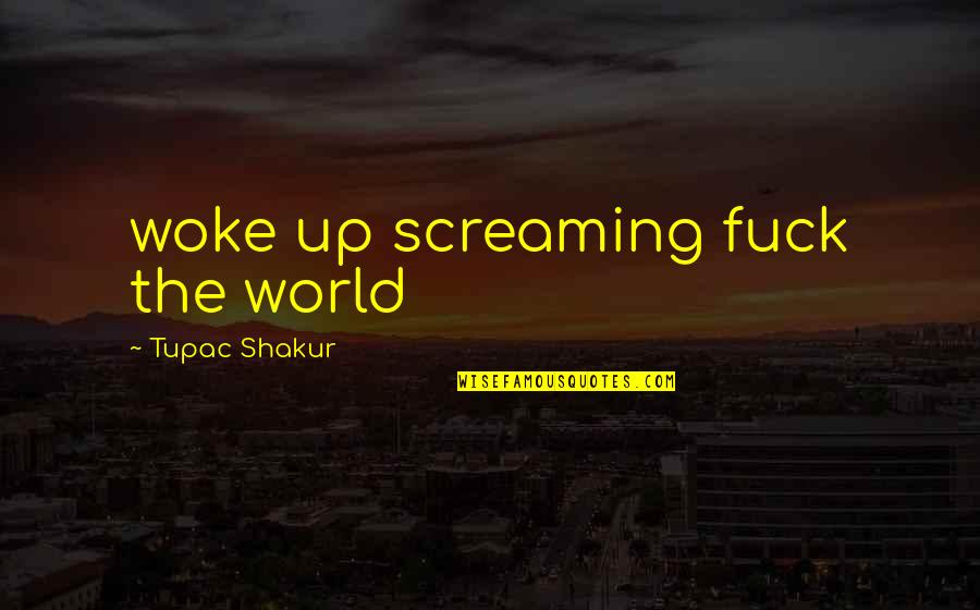 Jade Gemstone Quotes By Tupac Shakur: woke up screaming fuck the world