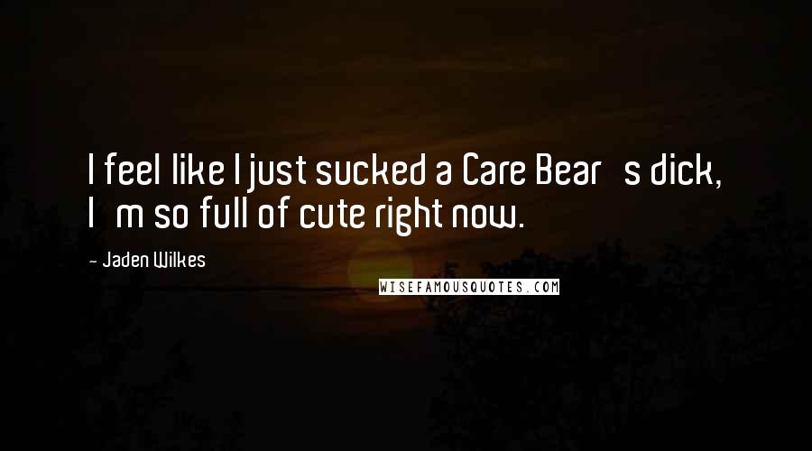 Jaden Wilkes quotes: I feel like I just sucked a Care Bear's dick, I'm so full of cute right now.