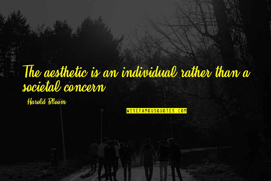 Jaderlund Md Quotes By Harold Bloom: The aesthetic is an individual rather than a