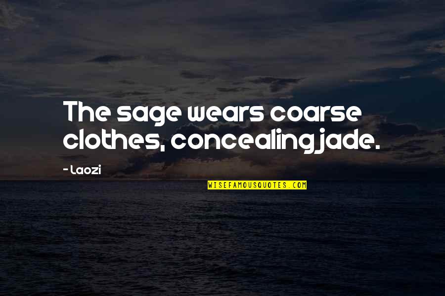 Jade's Quotes By Laozi: The sage wears coarse clothes, concealing jade.