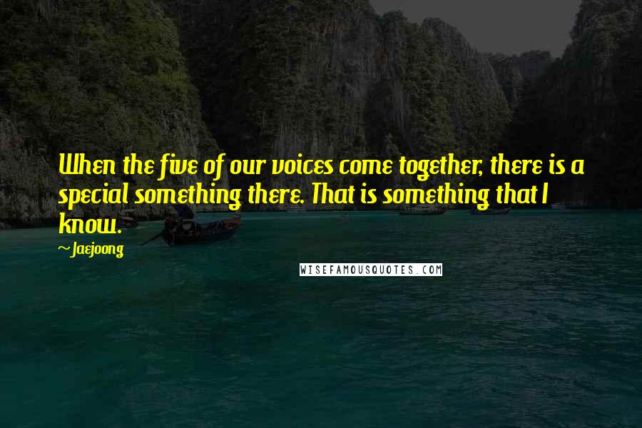 Jaejoong quotes: When the five of our voices come together, there is a special something there. That is something that I know.