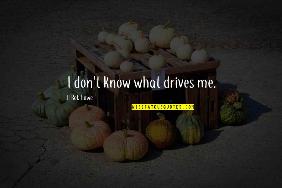 Jaggedly Quotes By Rob Lowe: I don't know what drives me. Jaggedly Quotes By Rob Lowe: I don't know what drives me.
