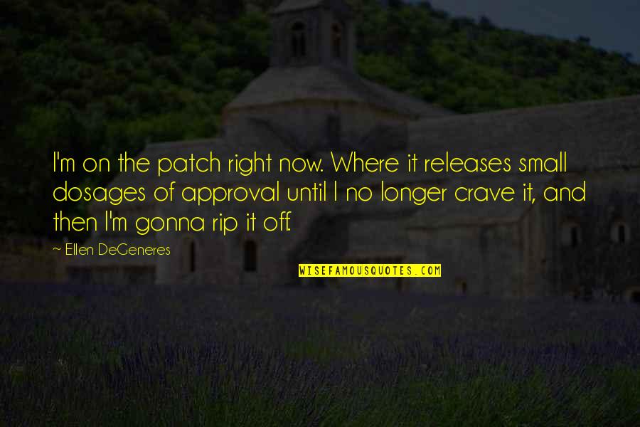 Jaggedness Principle Quotes By Ellen DeGeneres: I'm on the patch right now. Where it