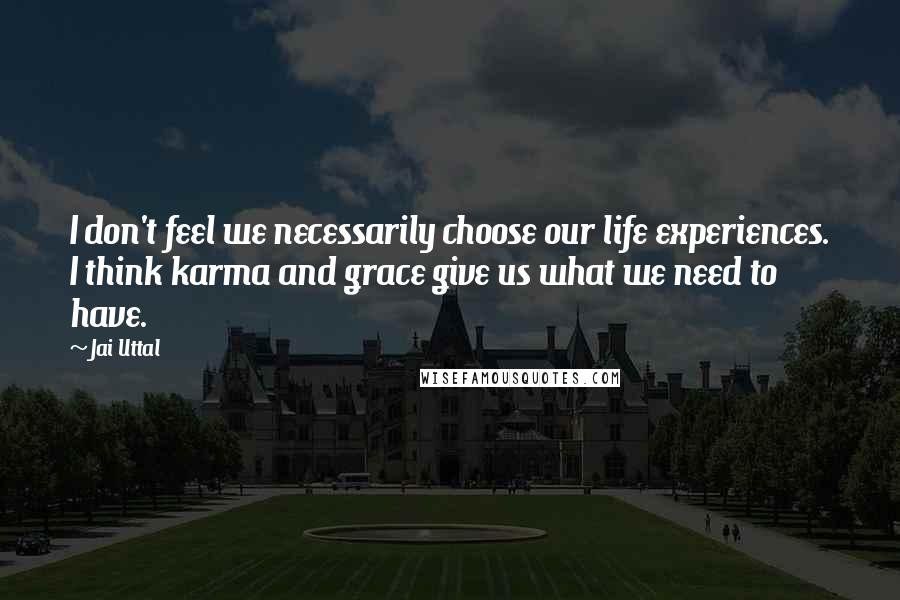 Jai Uttal quotes: I don't feel we necessarily choose our life experiences. I think karma and grace give us what we need to have.