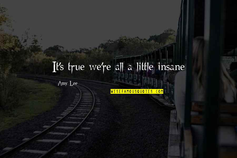 Jail For Children Quotes By Amy Lee: It's true we're all a little insane Jail For Children Quotes By Amy Lee: It's true we're all a little insane