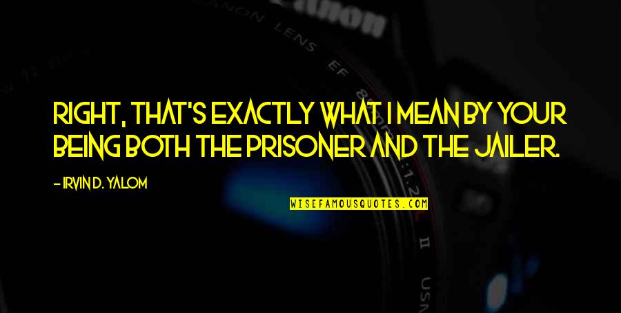 Jailer Quotes By Irvin D. Yalom: Right, that's exactly what I mean by your