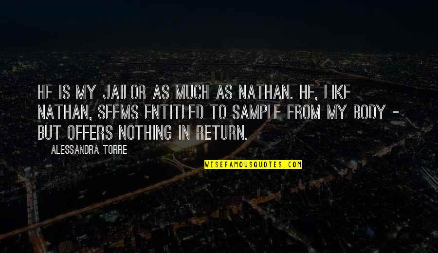 Jailor Quotes By Alessandra Torre: He is my jailor as much as Nathan. Jailor Quotes By Alessandra Torre: He is my jailor as much as Nathan.