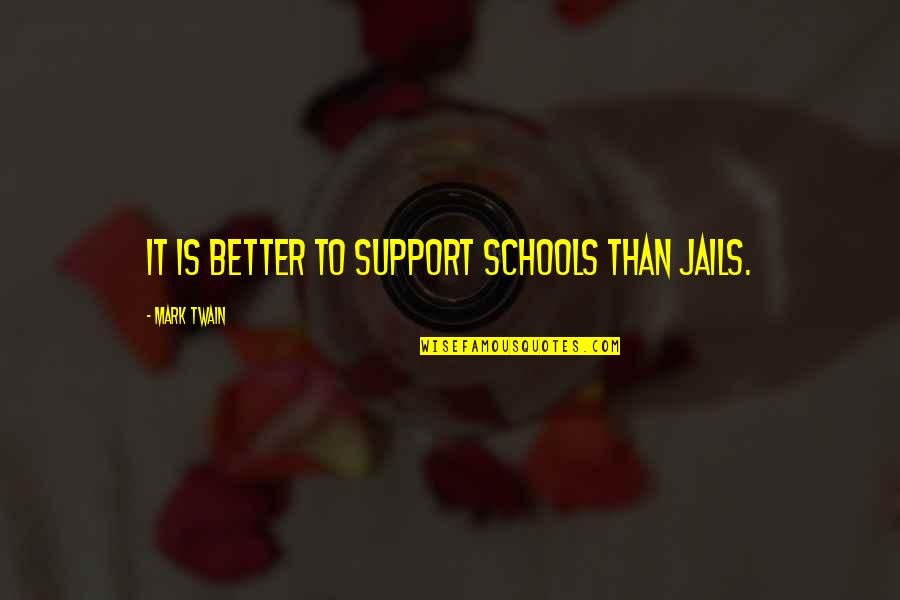 Jails Quotes By Mark Twain: It is better to support schools than jails.