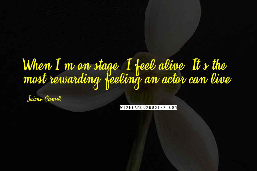 Jaime Camil quotes: When I'm on stage, I feel alive. It's the most rewarding feeling an actor can live.