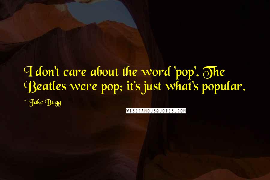 Jake Bugg quotes: I don't care about the word 'pop'. The Beatles were pop; it's just what's popular.