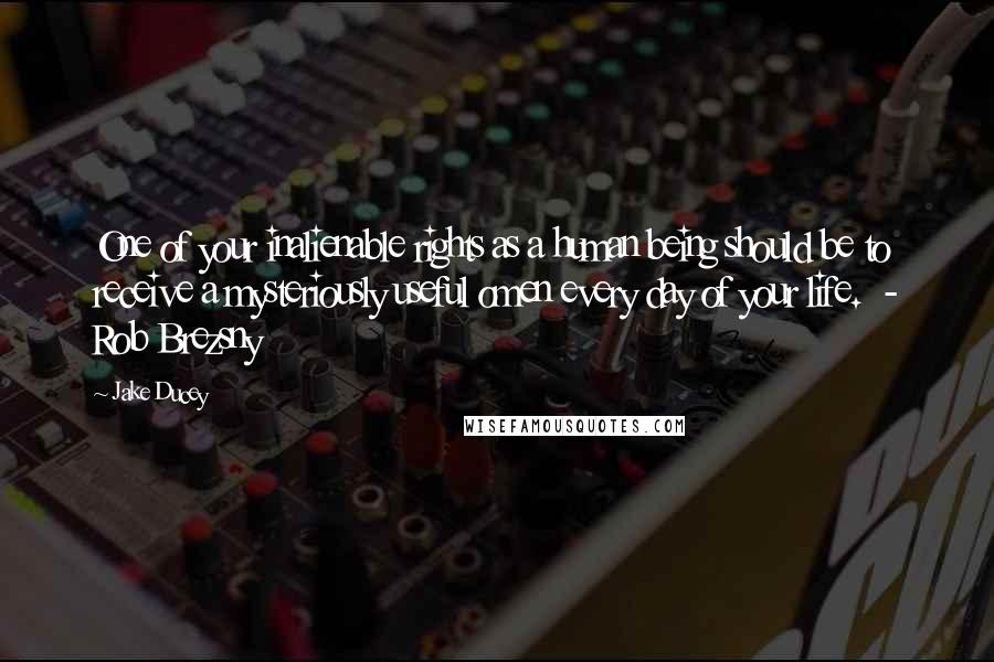 Jake Ducey quotes: One of your inalienable rights as a human being should be to receive a mysteriously useful omen every day of your life. - Rob Brezsny