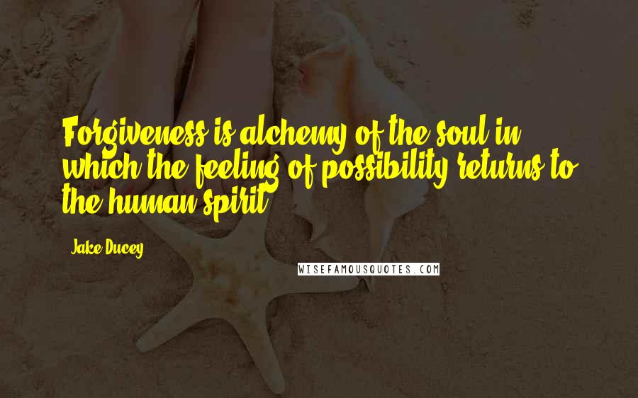 Jake Ducey quotes: Forgiveness is alchemy of the soul in which the feeling of possibility returns to the human spirit.