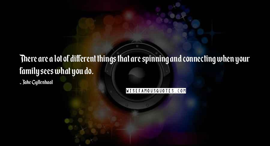 Jake Gyllenhaal quotes: There are a lot of different things that are spinning and connecting when your family sees what you do.