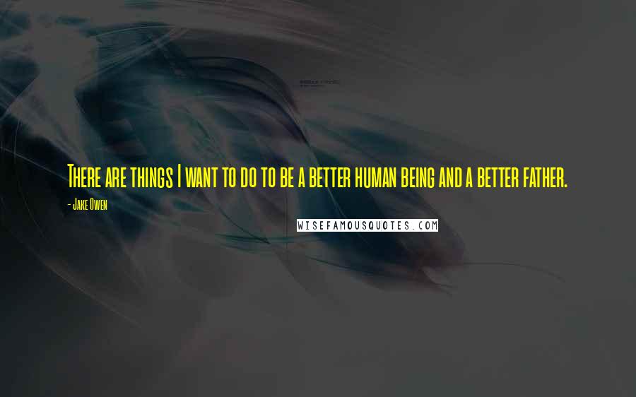 Jake Owen quotes: There are things I want to do to be a better human being and a better father.