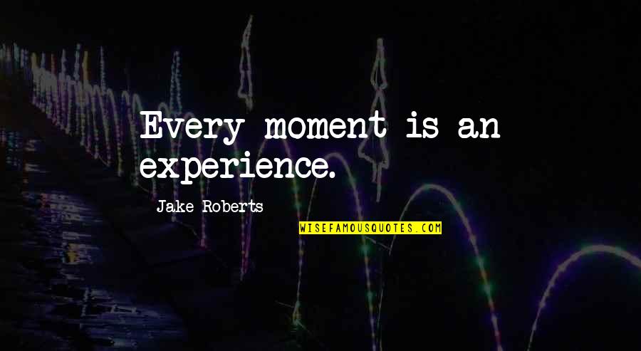 Jake Roberts Quotes By Jake Roberts: Every moment is an experience.