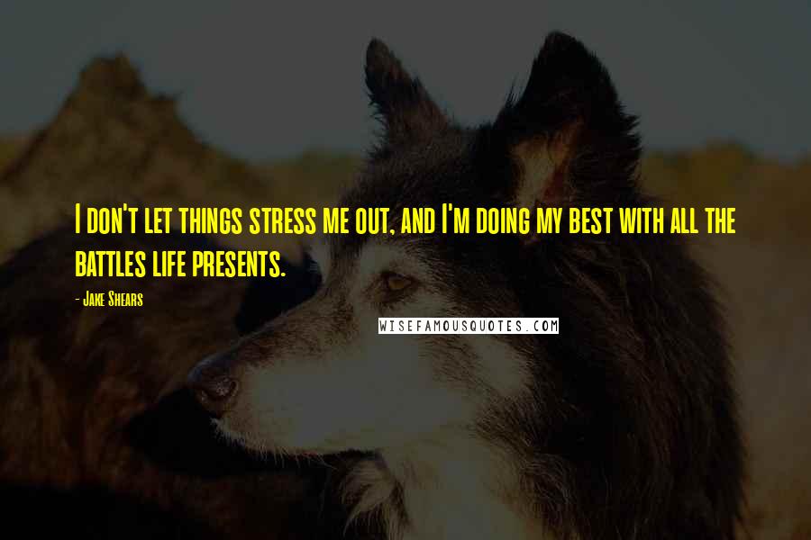 Jake Shears quotes: I don't let things stress me out, and I'm doing my best with all the battles life presents.