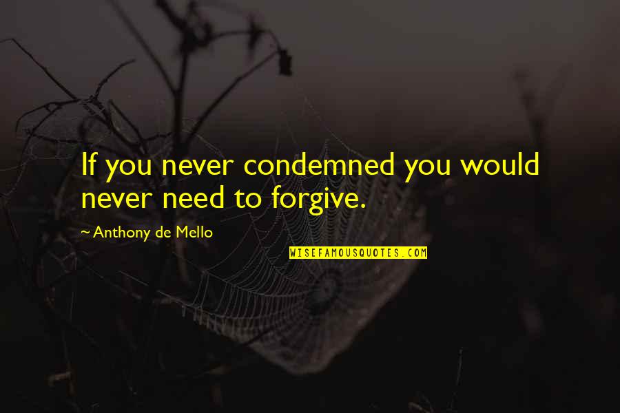 Jakobus 5 Quotes By Anthony De Mello: If you never condemned you would never need Jakobus 5 Quotes By Anthony De Mello: If you never condemned you would never need