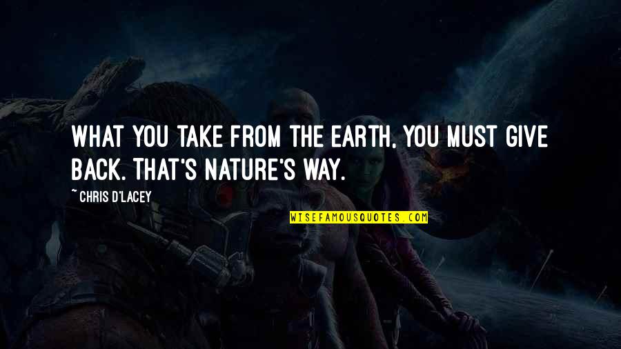 Jakost Elektricne Quotes By Chris D'Lacey: What you take from the earth, you must