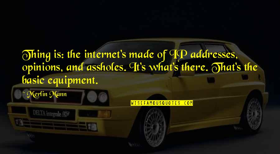 Jakost Vajec Quotes By Merlin Mann: Thing is: the internet's made of IP addresses,