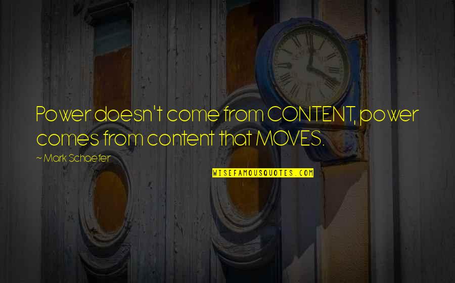 Jalalian Quotes By Mark Schaefer: Power doesn't come from CONTENT, power comes from