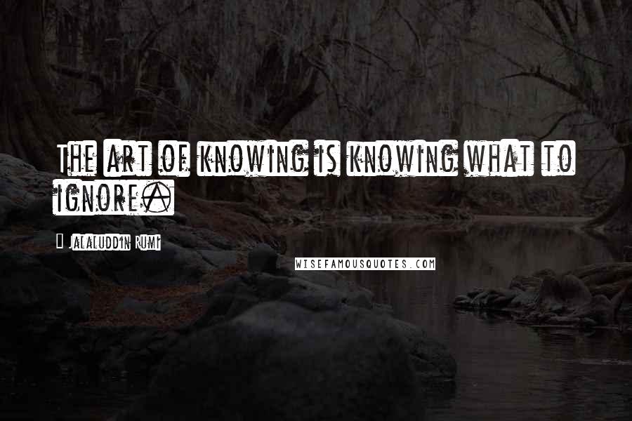 Jalaluddin Rumi quotes: The art of knowing is knowing what to ignore.