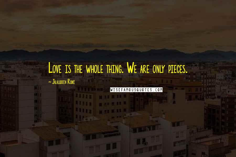 Jalaluddin Rumi quotes: Love is the whole thing. We are only pieces.