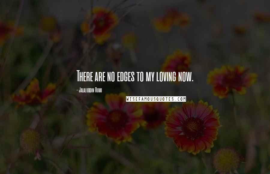 Jalaluddin Rumi quotes: There are no edges to my loving now.