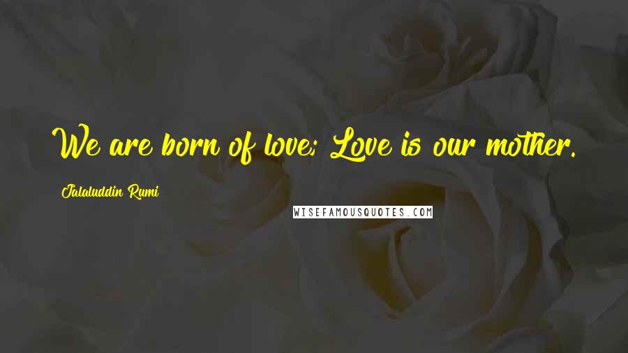 Jalaluddin Rumi quotes: We are born of love; Love is our mother.