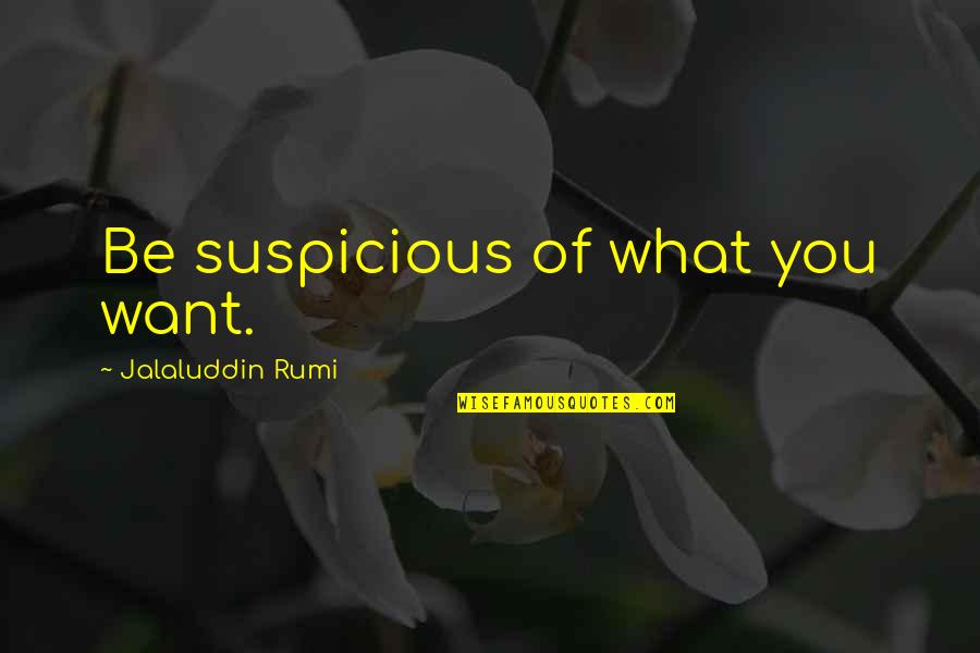 Jalaluddin Rumi Quotes By Jalaluddin Rumi: Be suspicious of what you want.