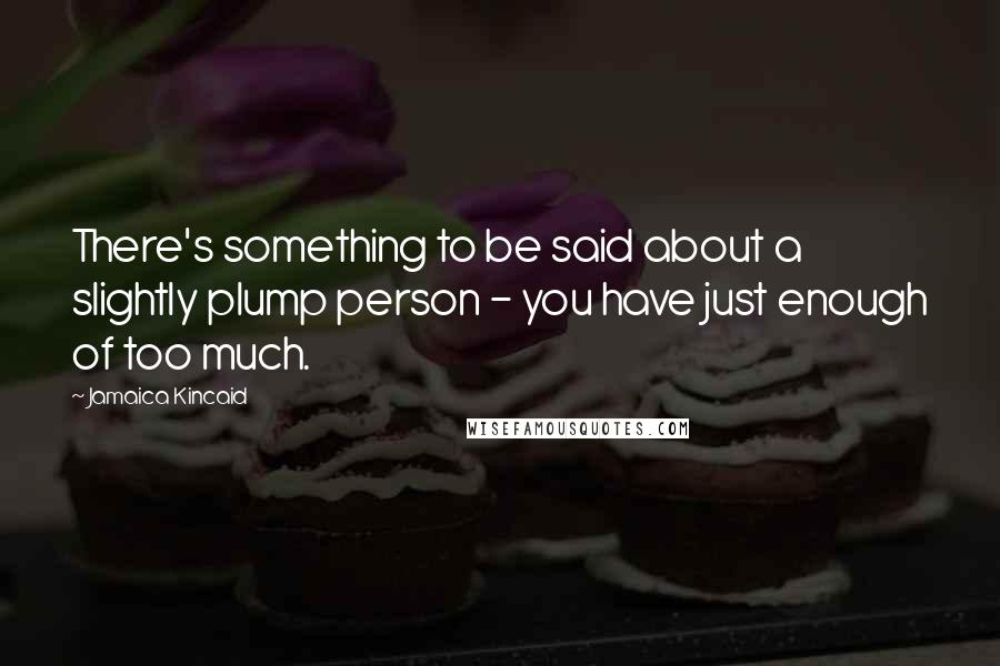 Jamaica Kincaid quotes: There's something to be said about a slightly plump person - you have just enough of too much.