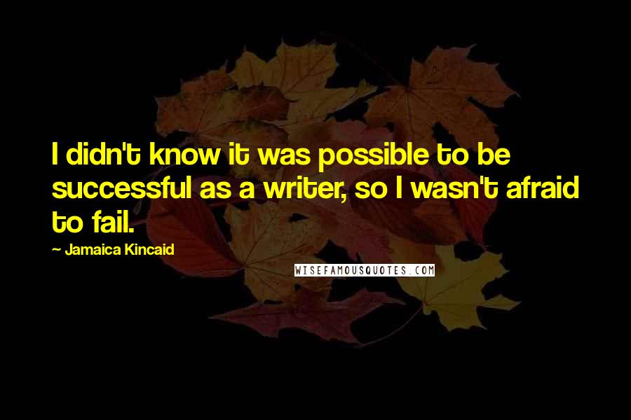 Jamaica Kincaid quotes: I didn't know it was possible to be successful as a writer, so I wasn't afraid to fail.