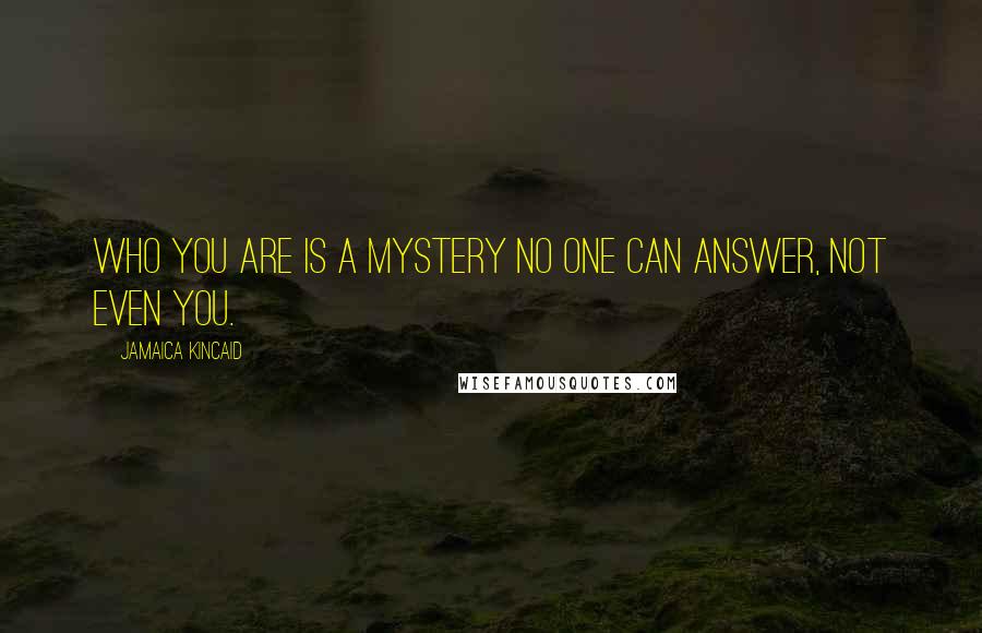 Jamaica Kincaid quotes: Who you are is a mystery no one can answer, not even you.