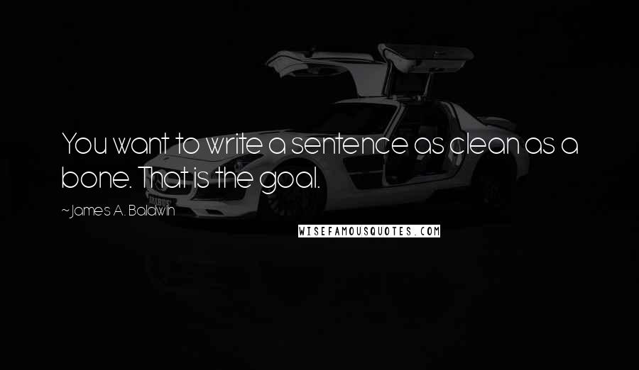 James A. Baldwin quotes: You want to write a sentence as clean as a bone. That is the goal.