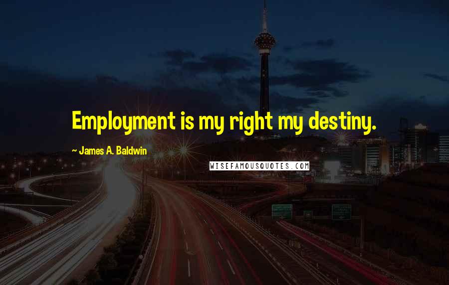 James A. Baldwin quotes: Employment is my right my destiny.