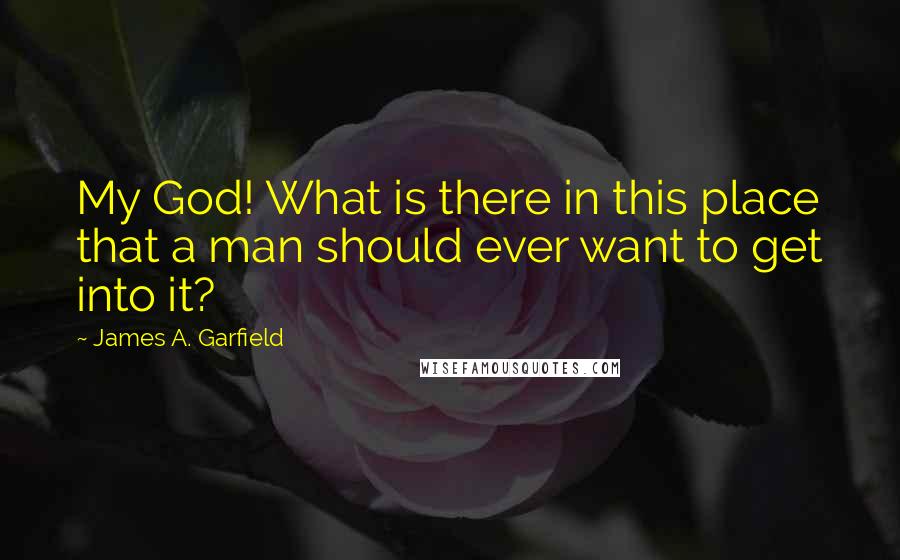 James A. Garfield quotes: My God! What is there in this place that a man should ever want to get into it?