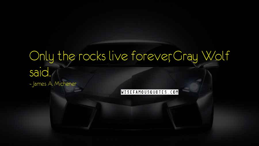 James A. Michener quotes: Only the rocks live forever, Gray Wolf said.