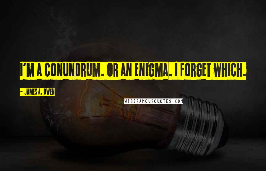 James A. Owen quotes: I'm a conundrum. Or an enigma. I forget which.