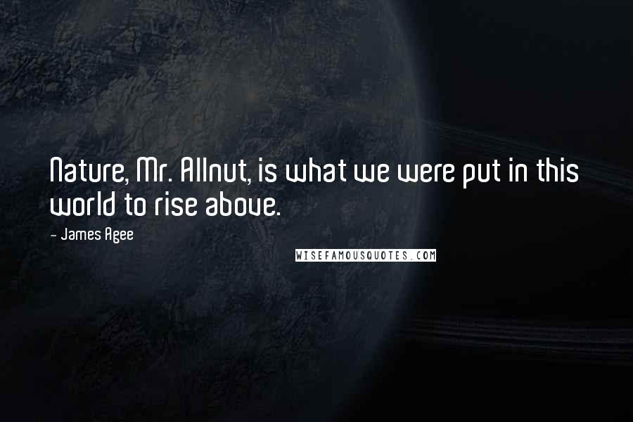 James Agee quotes: Nature, Mr. Allnut, is what we were put in this world to rise above.