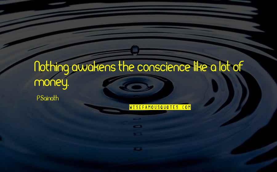 James Allen Daily Quotes By P.Sainath: Nothing awakens the conscience like a lot of