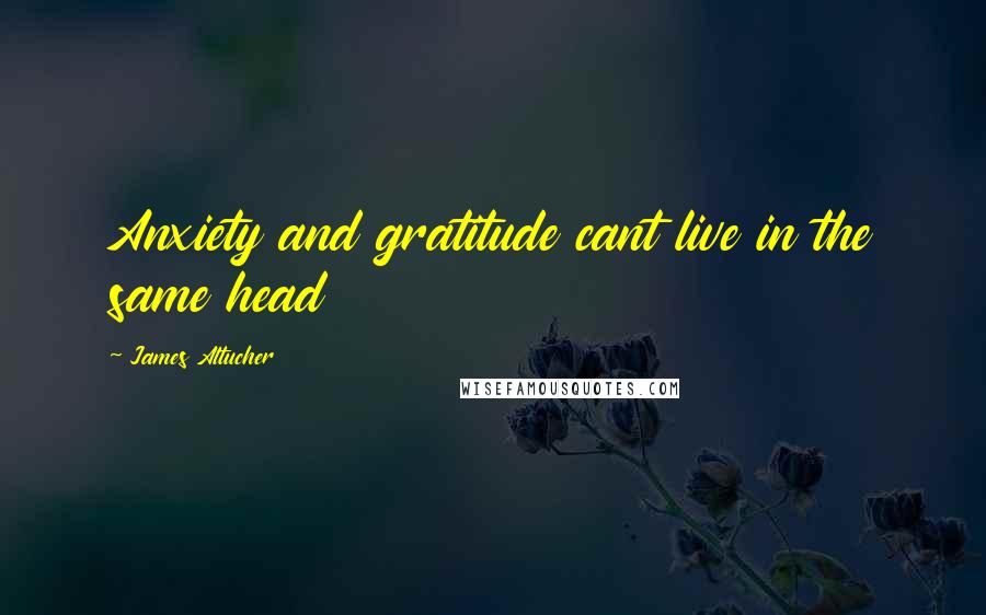 James Altucher quotes: Anxiety and gratitude cant live in the same head