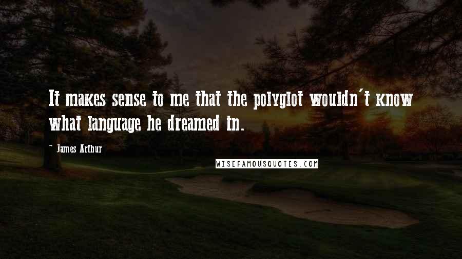 James Arthur quotes: It makes sense to me that the polyglot wouldn't know what language he dreamed in.