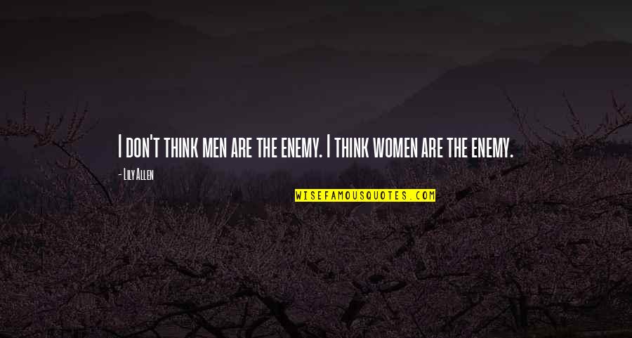 James Bach Quotes By Lily Allen: I don't think men are the enemy. I