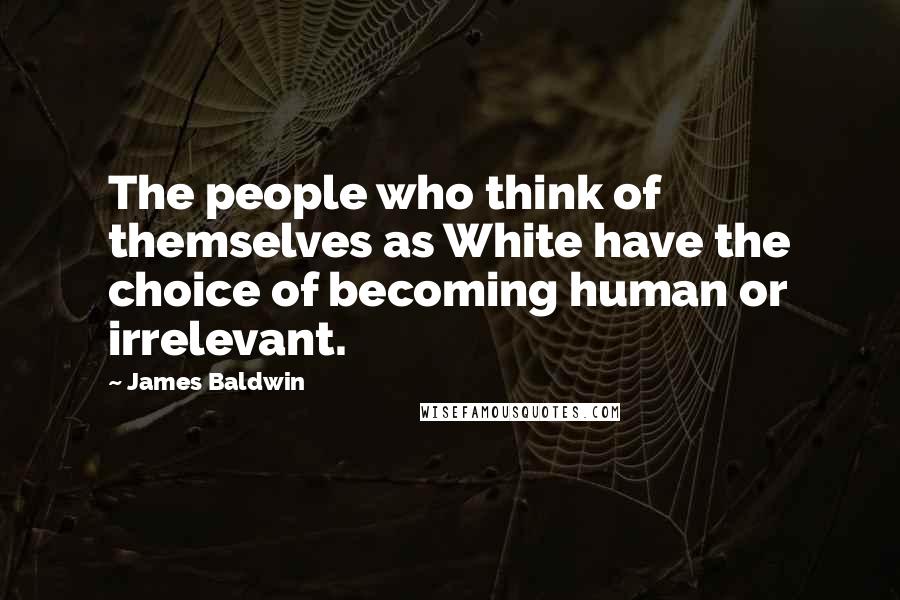 James Baldwin quotes: The people who think of themselves as White have the choice of becoming human or irrelevant.